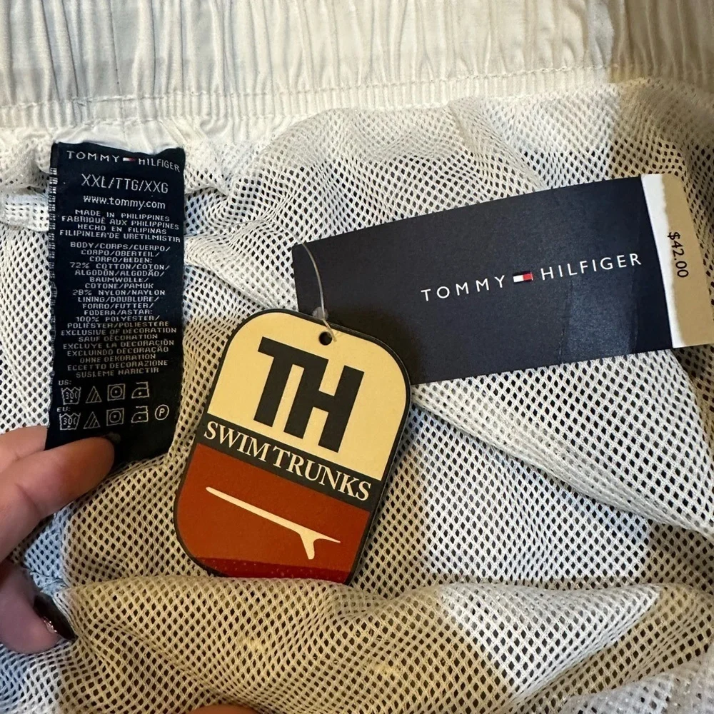 TOMMY HILFIGER XXL Gray Swim Trunks Bathing Suit Tommy Logos NWT R $42